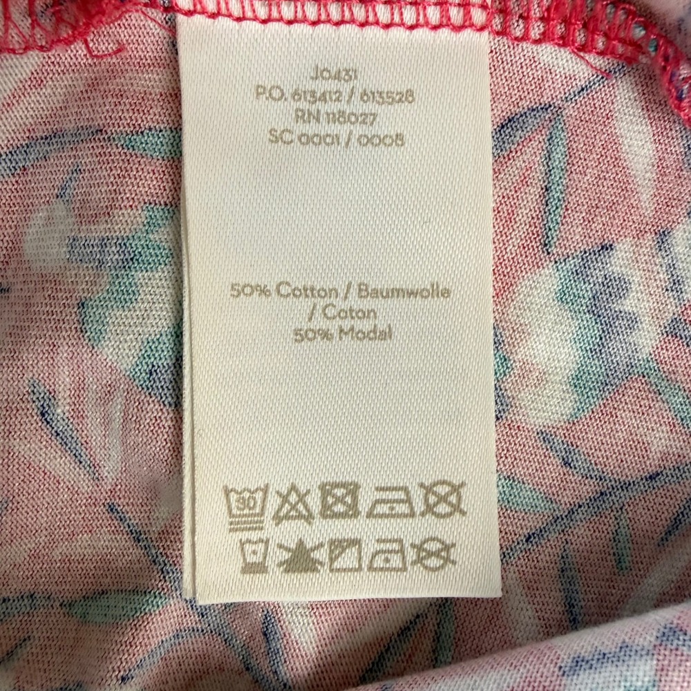 Boden Bird Print Elspeth Jersey Dress Pink Blue Short Sleeve Cotton Modal US 8R - Picture 5 of 9